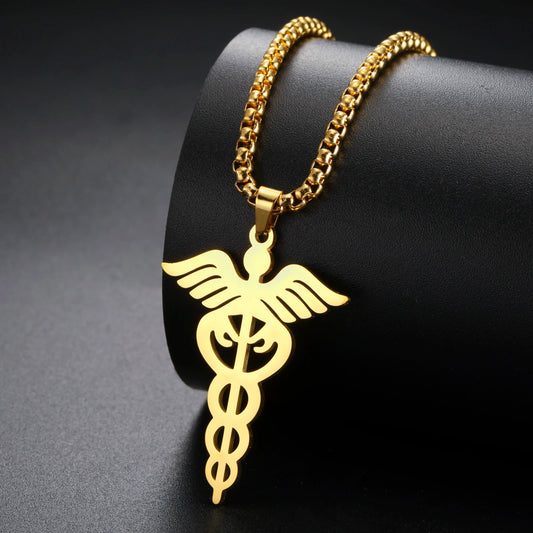 Vassago The Wand Of Asclepius The Roman Greek Asylum Necklace Men's and Women's Accessories Symbolize Health Jewelry