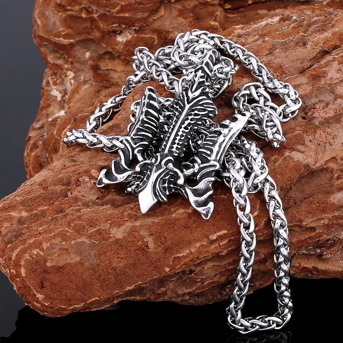 Greek Mythology Poseidon Weapon Trident Necklace Vintage Men Hip Hop Stainless Steel Pendant Jewelrt Amulet Gift for Boyfriend