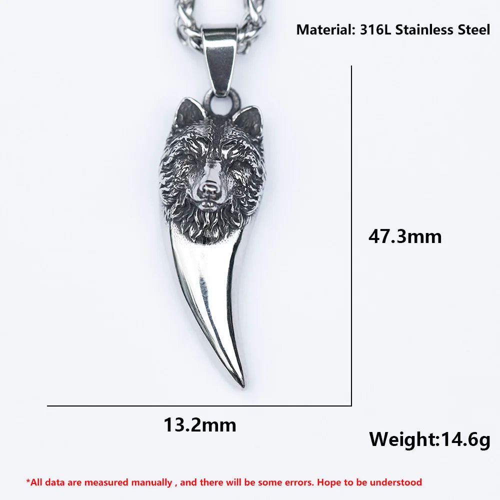 2022 NEW Men's 316L stainless-steel vintage Norse Viking wolf Pendant Necklace animal fashion jewelry Gift free shipping