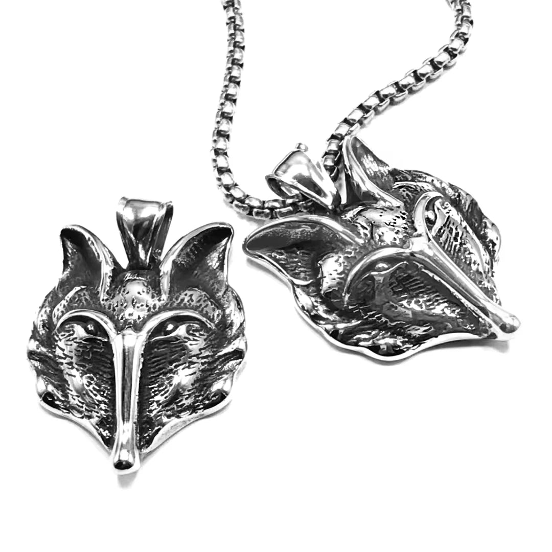 Retro Vikings Fox Pendant Necklace Men Stainless Steel Norse Mythology Ancient Finland Revontulet Amulet Charm Jewelry Male Gift