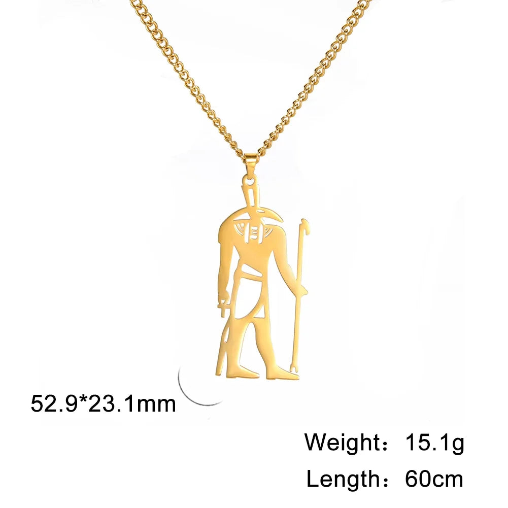 Myshape Gothic Egyptian Great of Strength Seth Pendant Necklace Stainless Steel Mythology Necklaces for Men Vintage Jewelry