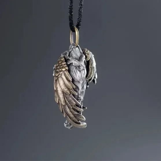 Ancient Chinese Mythology Style Retro Color Winged Goddess Pendant Necklace Men's Rock Punk Jewelry Necklace Accessories Gifts