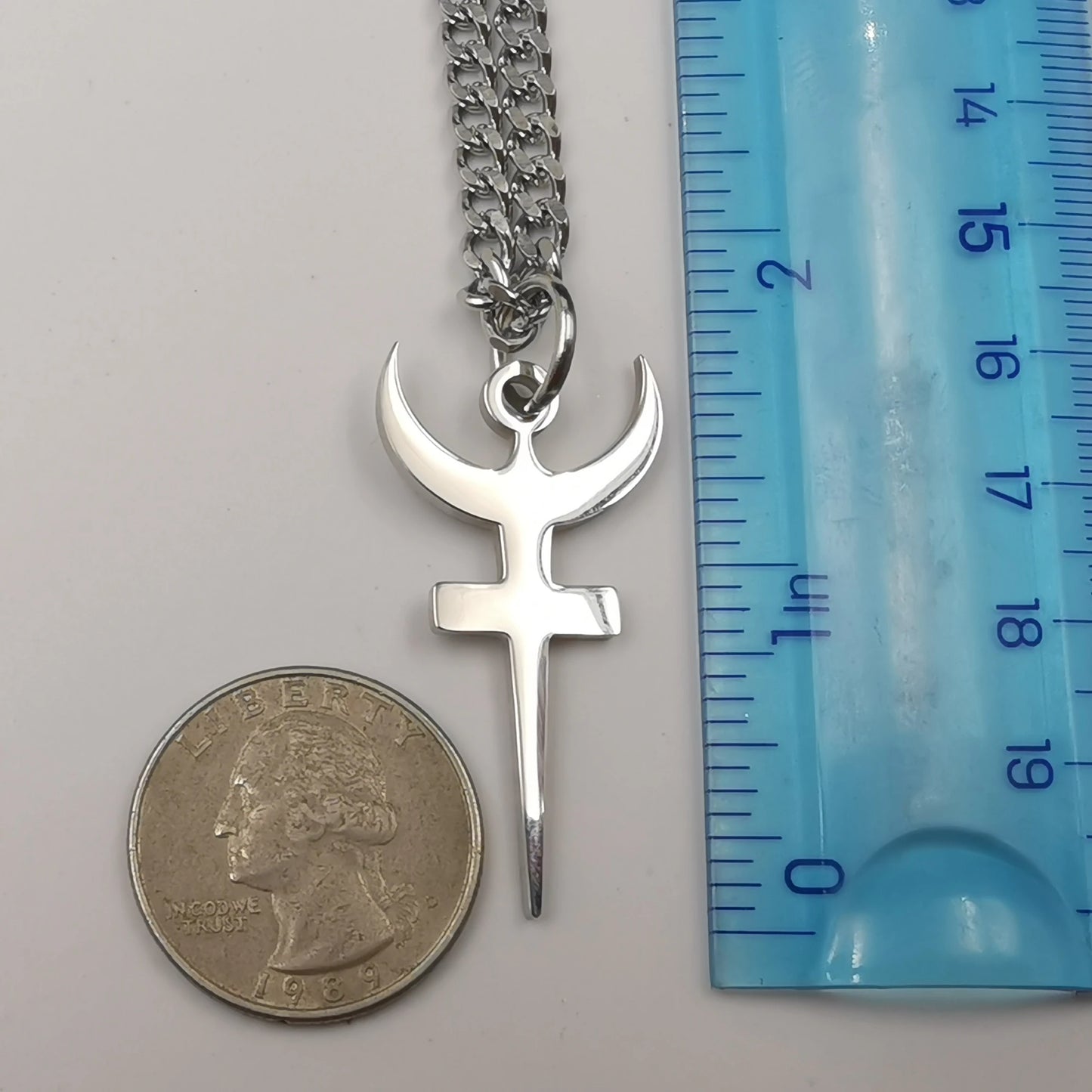 Hades Symbol Necklace Religious Trident Pendant Stainless Steel Ancient Greek Amulet Necklace Perfec Gift for Sailors Chain 24''