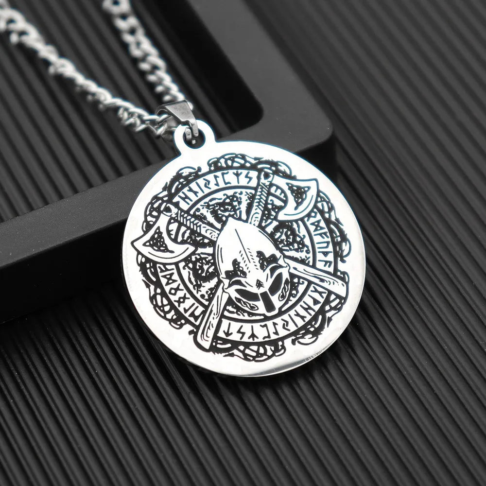 New Vintage Stainless Steel Necklace Ancient Greek mythology Poseidon Pendant necklace Fashion Luxury Chain Necklace Jewelry