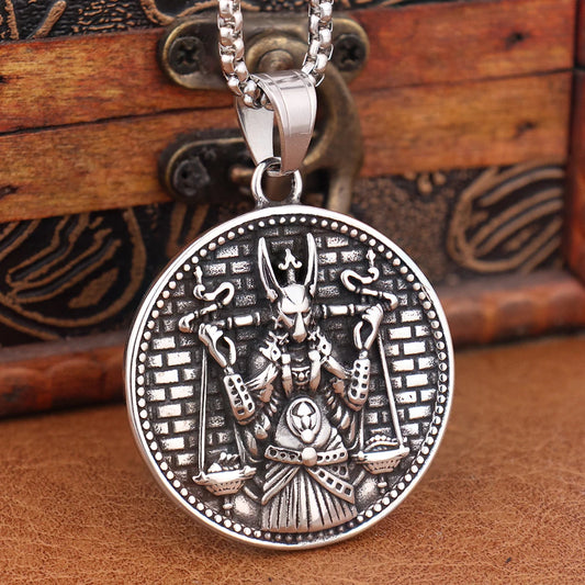 Vintage Design Egypt Mythology God Anubis Pendant Popular Stainless Steel Egyptian Pharaoh Necklaces for Men Women Jewelry Gifts