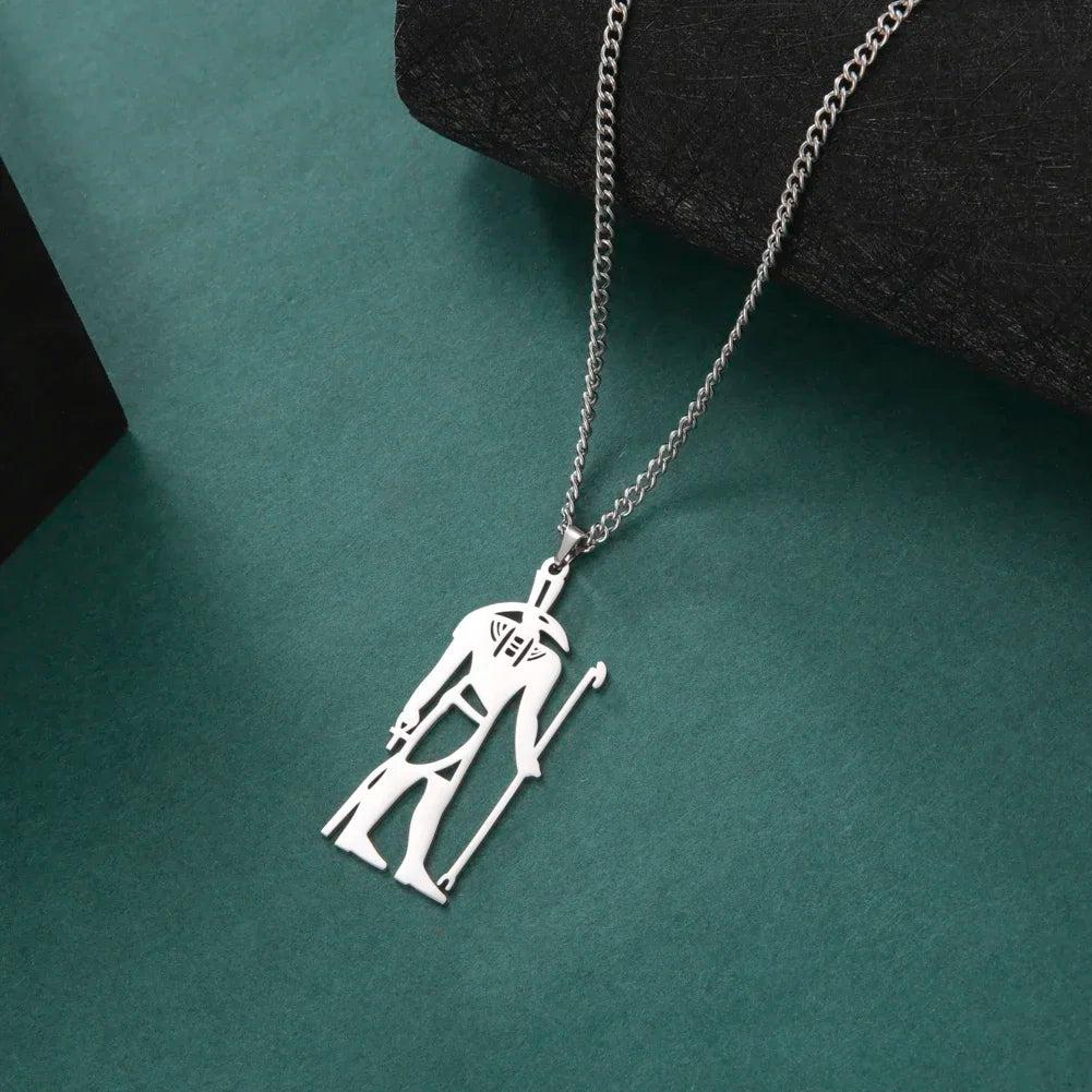 Myshape Gothic Egyptian Great of Strength Seth Pendant Necklace Stainless Steel Mythology Necklaces for Men Vintage Jewelry