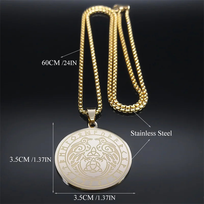 Norse Viking Odin Raven Trinity Knot Necklace Women/Men Stainless Steel Silver Color Runes Necklaces Jewelry collar N8063S02