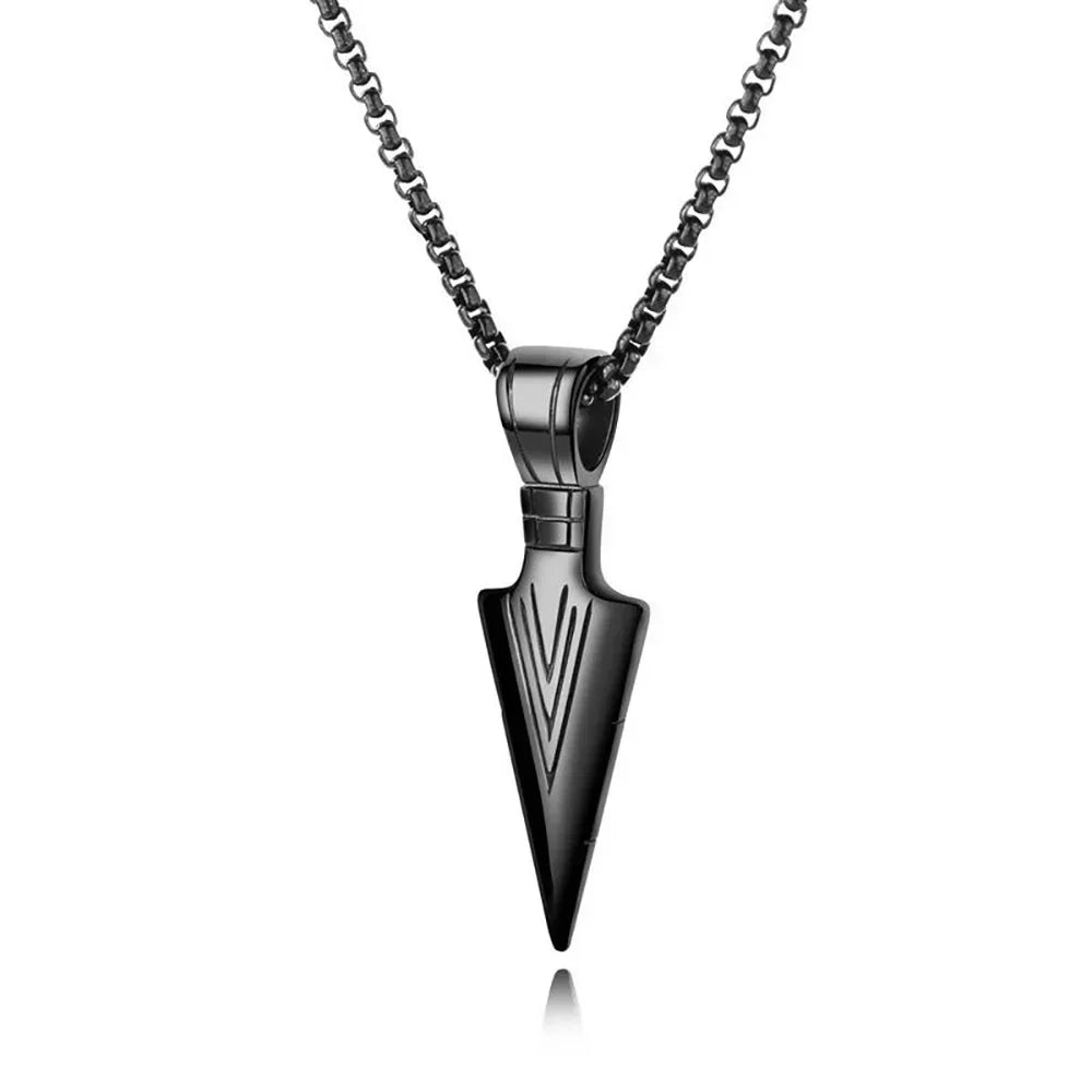 Norse Mythology Pirate Warrior Spear Weapon Pendant Necklace Men's Punk Trend Charm Jewelry