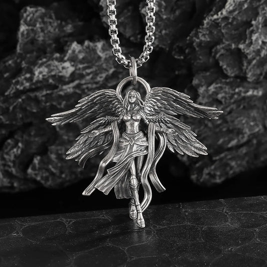 Ancient Greek Mythology Four Winged Goddess Pendant Necklace Suitable for Men and Women Punk Lucky Amulet Accessory Gift