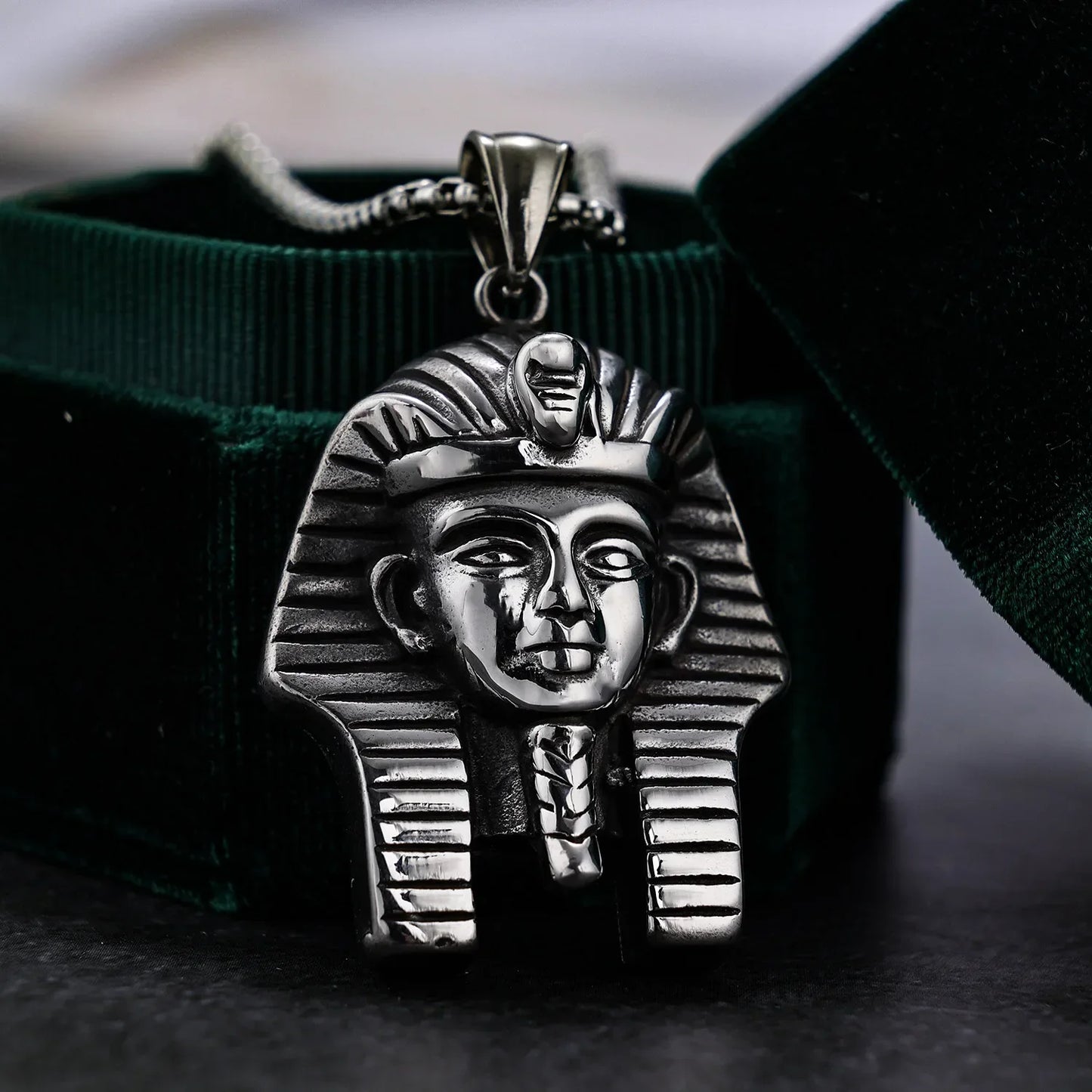 Retro Ancient Egyptian Mythology Snake Body and Human Face Pharaoh Statue Pendant Necklace Men's Religious Lucky Belief Jewelry