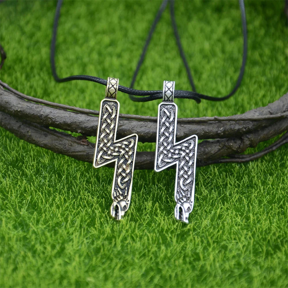 Double Sides Norse Runes Jewelry Sowulo Wolf Pendant Viking Necklace Talisman Jewelry