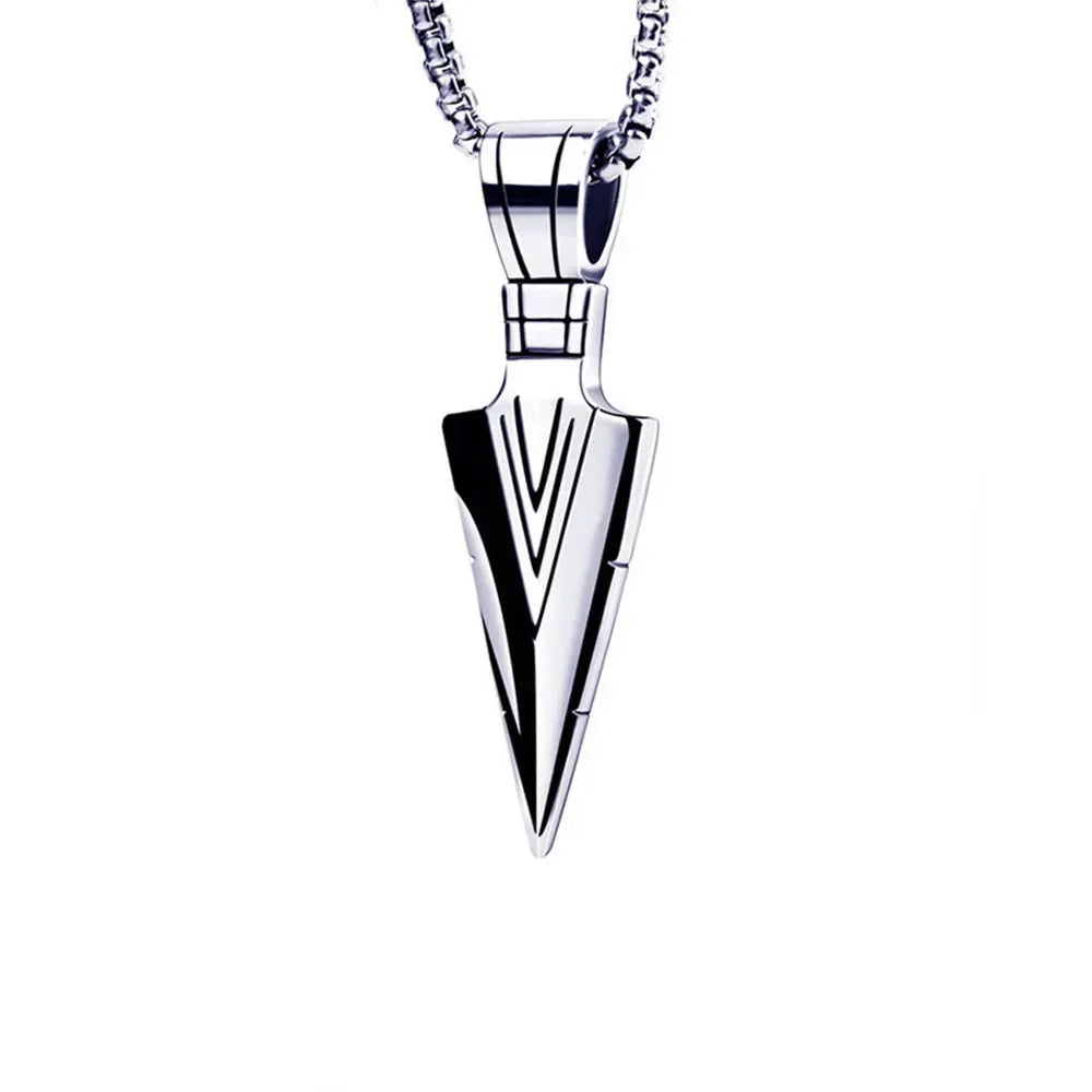 Norse Mythology Pirate Warrior Spear Weapon Pendant Necklace Men's Punk Trend Charm Jewelry