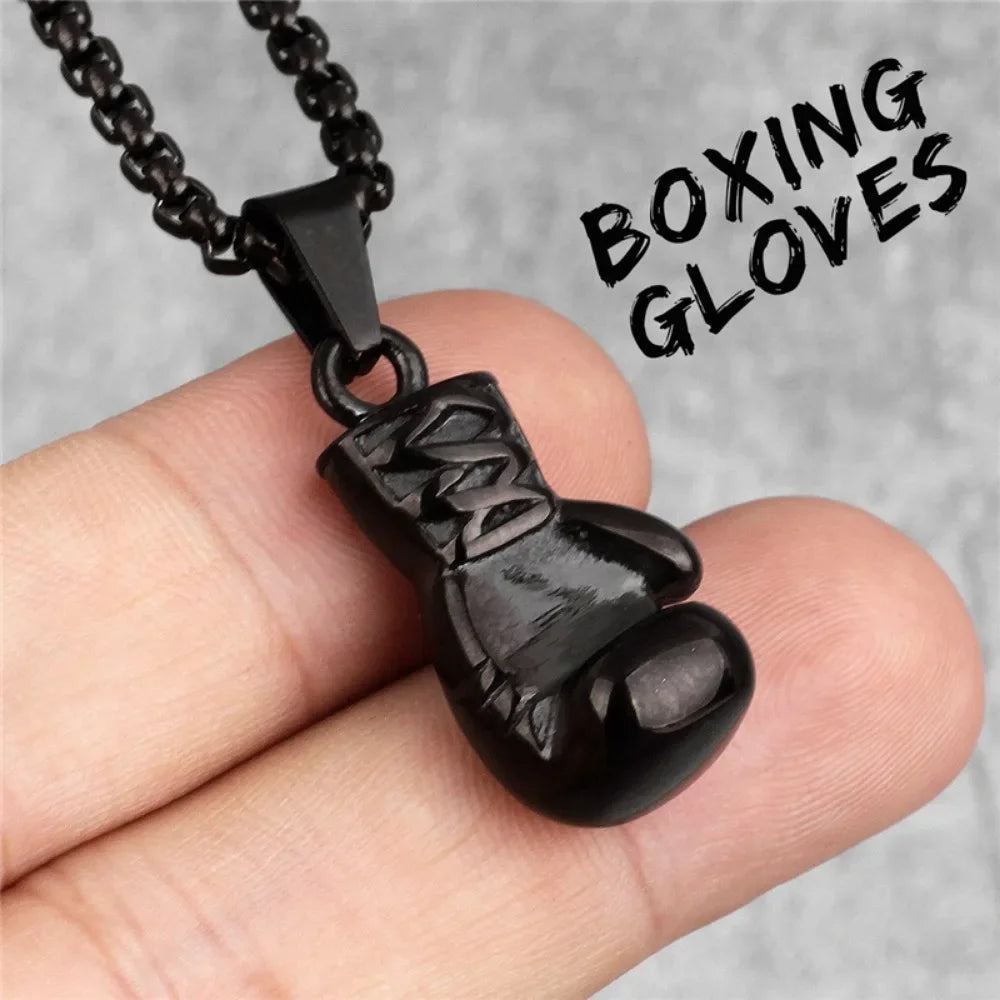 Simple Personality Fashion Sports Fitness Boxing Gloves Necklace Men and Women Necklace Pendant Hip-hop Punk Party Jewelry Gifts