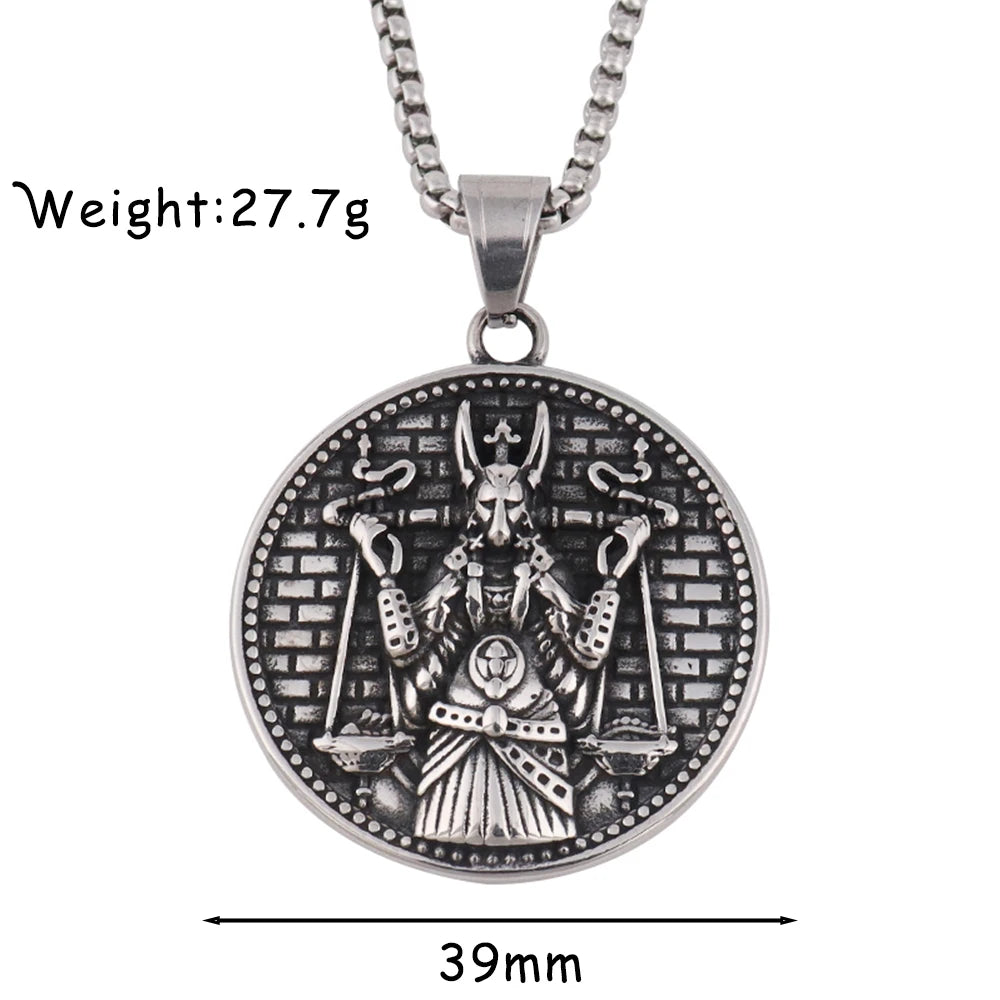 Vintage Design Egypt Mythology God Anubis Pendant Popular Stainless Steel Egyptian Pharaoh Necklaces for Men Women Jewelry Gifts