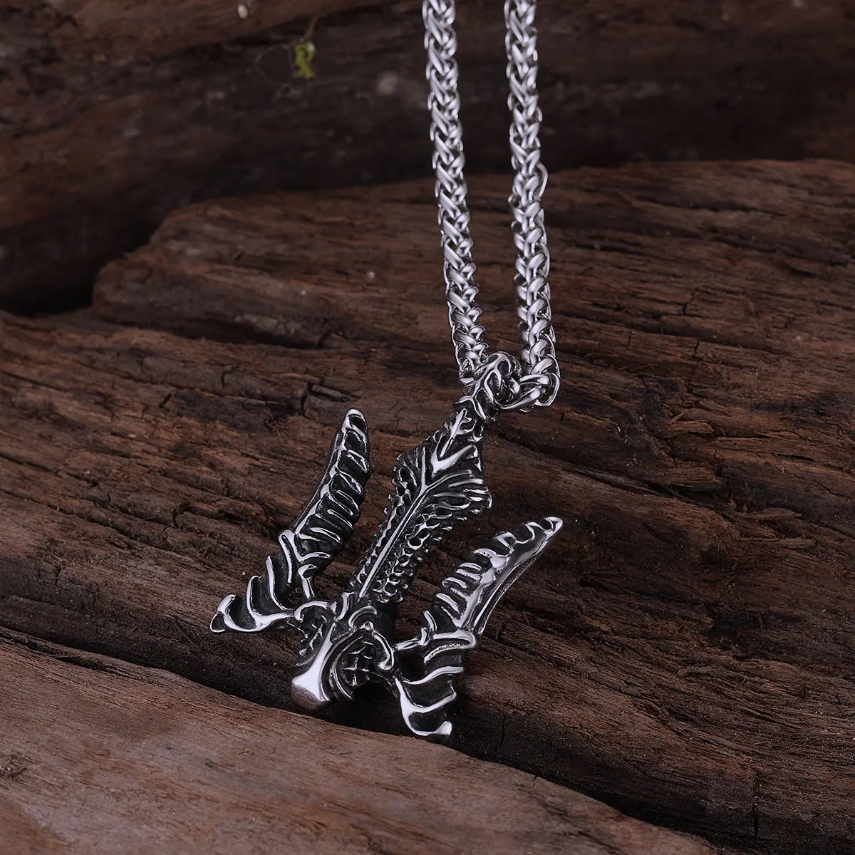 Greek Mythology Poseidon Weapon Trident Necklace Vintage Men Hip Hop Stainless Steel Pendant Jewelrt Amulet Gift for Boyfriend