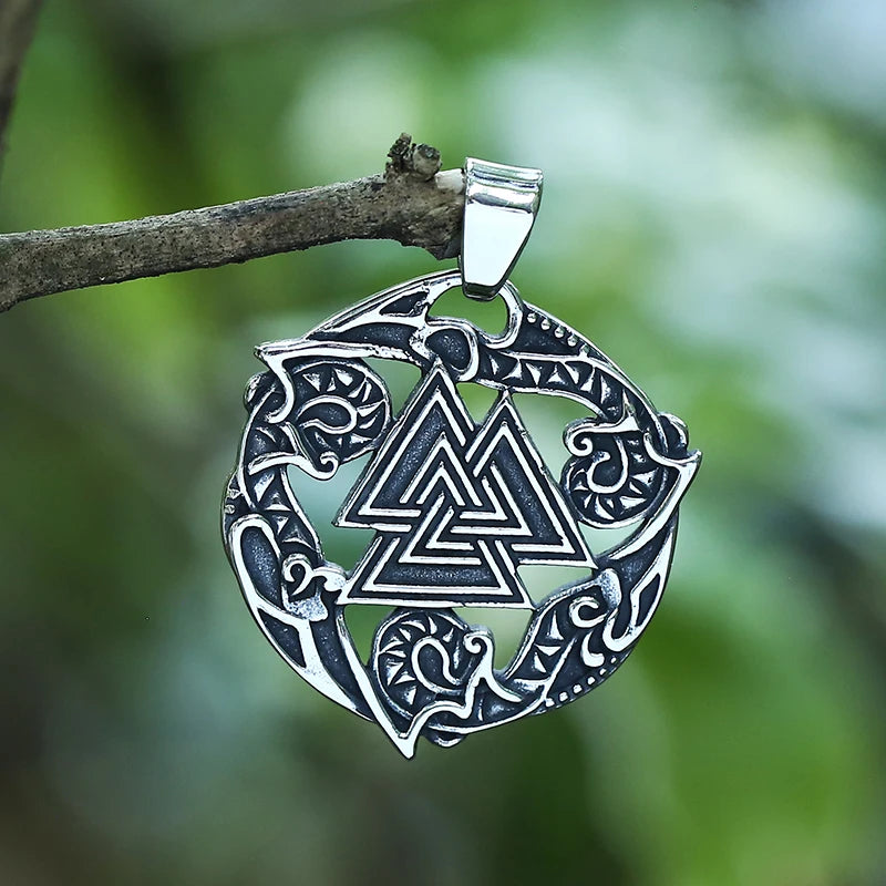 2023 New 316L Stainless Steel Viking Norse Mythology Valknut Charm Knot Pendant Necklace For Man Women Gift Choker Jewelry