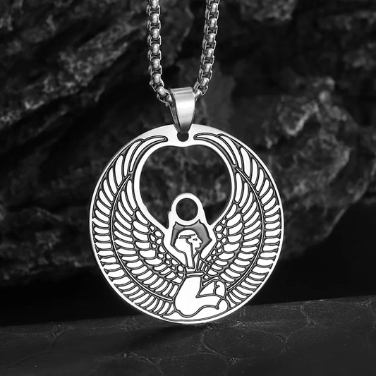 Ancient Egyptian Goddess Queen Mary Stainless Steel Pendant Necklace Men and Women Retro Trend Mythological Jewelry