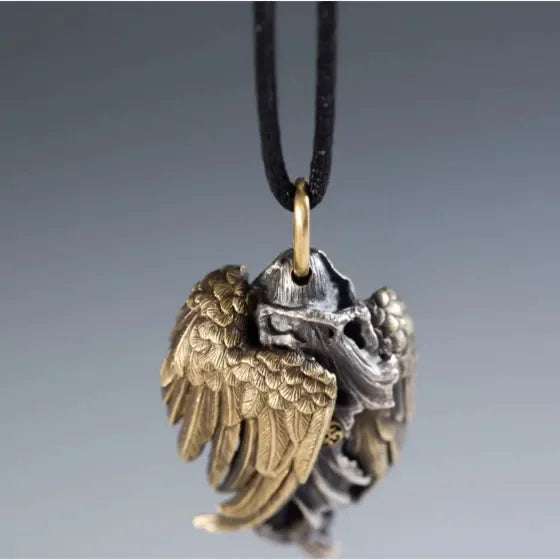 Ancient Chinese Mythology Style Retro Color Winged Goddess Pendant Necklace Men's Rock Punk Jewelry Necklace Accessories Gifts