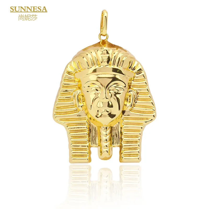 SUNNESA Unisex 18k Gold Plated Jewelry Sets for Egyptian Head Pendant Necklace Wedding Engagement Party Jewelry