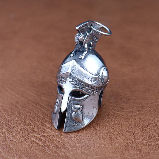 Vintage Viking Odin Bell Pendant Necklaces Stainless Steel Luck Motorcycle Biker Bell Hanger Spartan Roman Mask Helmet Jewelry