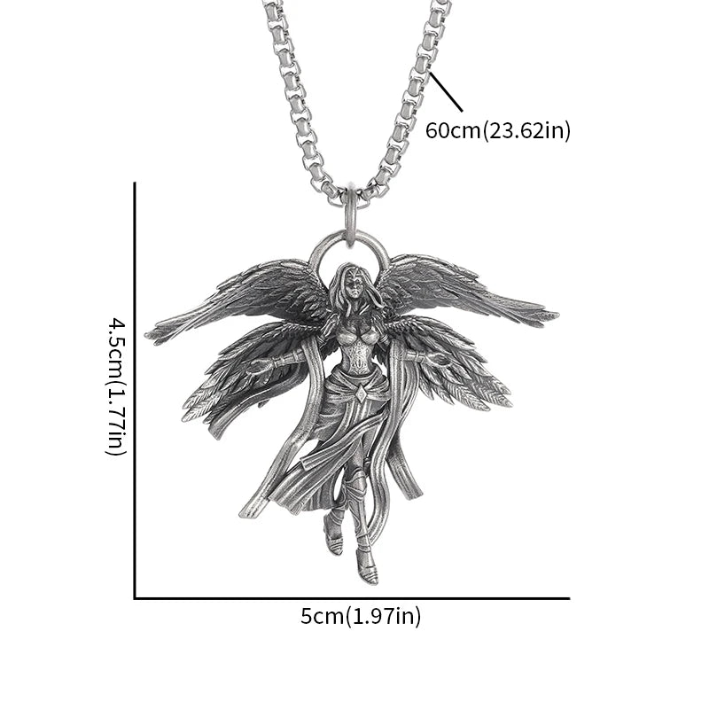 Ancient Greek Mythology Four Winged Goddess Pendant Necklace Suitable for Men and Women Punk Lucky Amulet Accessory Gift