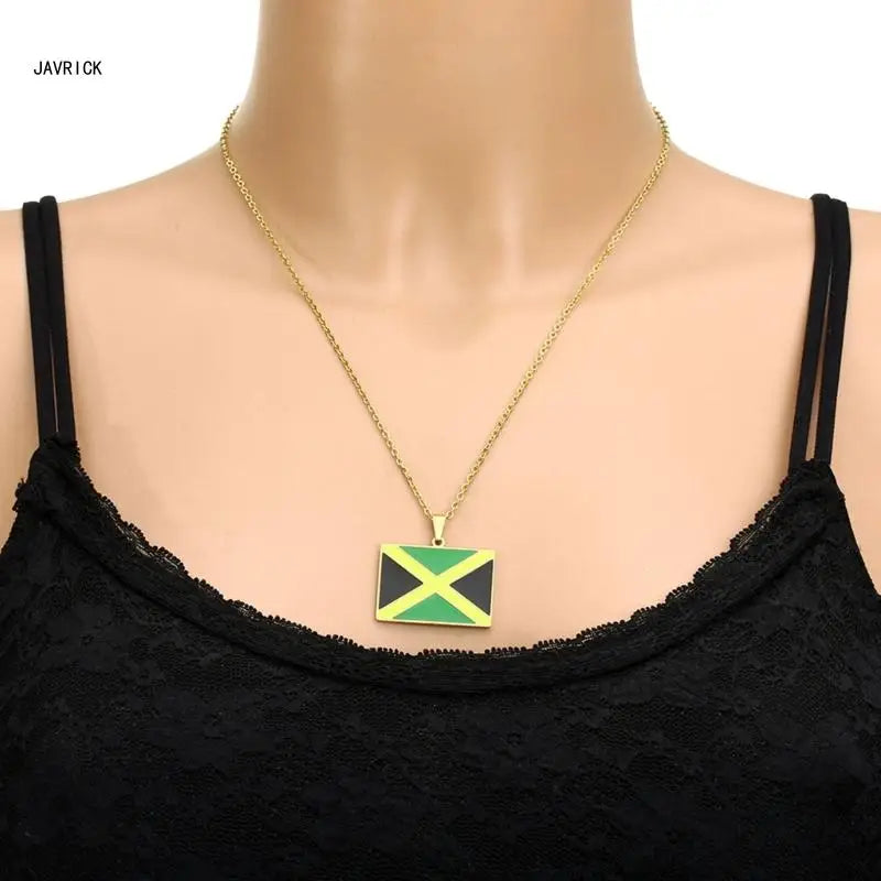 Fashion Country Map Necklace for Women Men Jamaica Pendant Necklace Gift D0LC