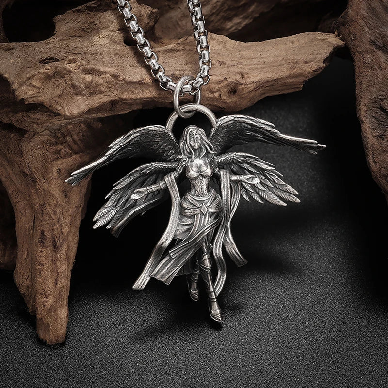 Ancient Greek Mythology Four Winged Goddess Pendant Necklace Suitable for Men and Women Punk Lucky Amulet Accessory Gift