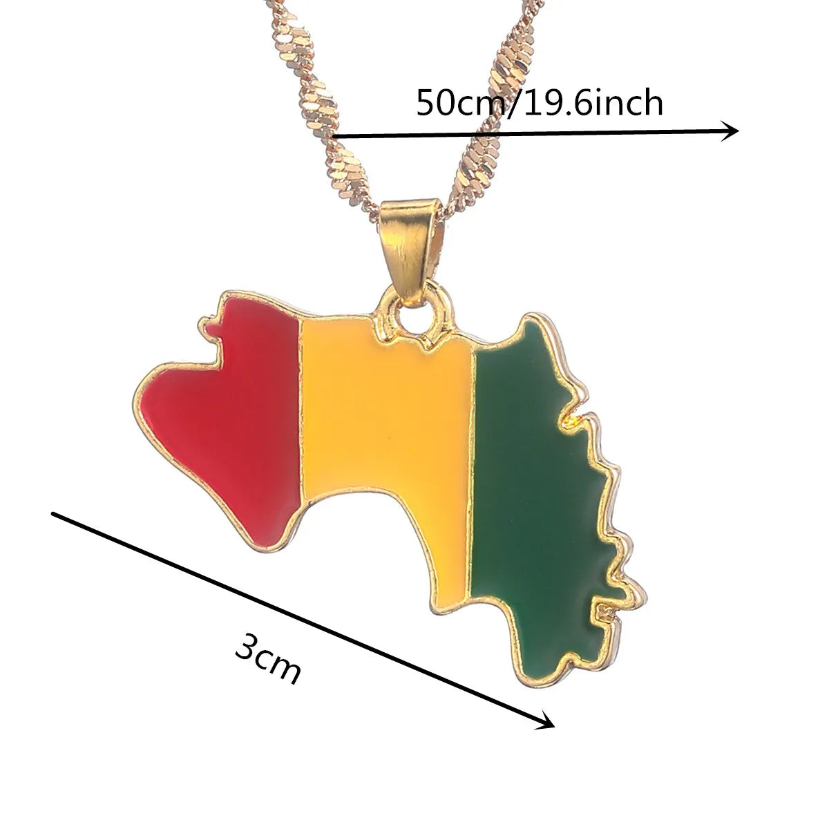 The Republic of Guinea Map Flag Pendant Necklace Chain Jewelry