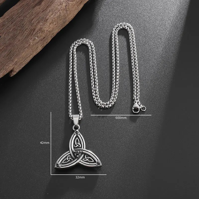 Retro Nordic Mythology Celtic Witch Knot Pendant Necklace for Men and Women Daily Simple Sacred Faith Amulet Jewelry