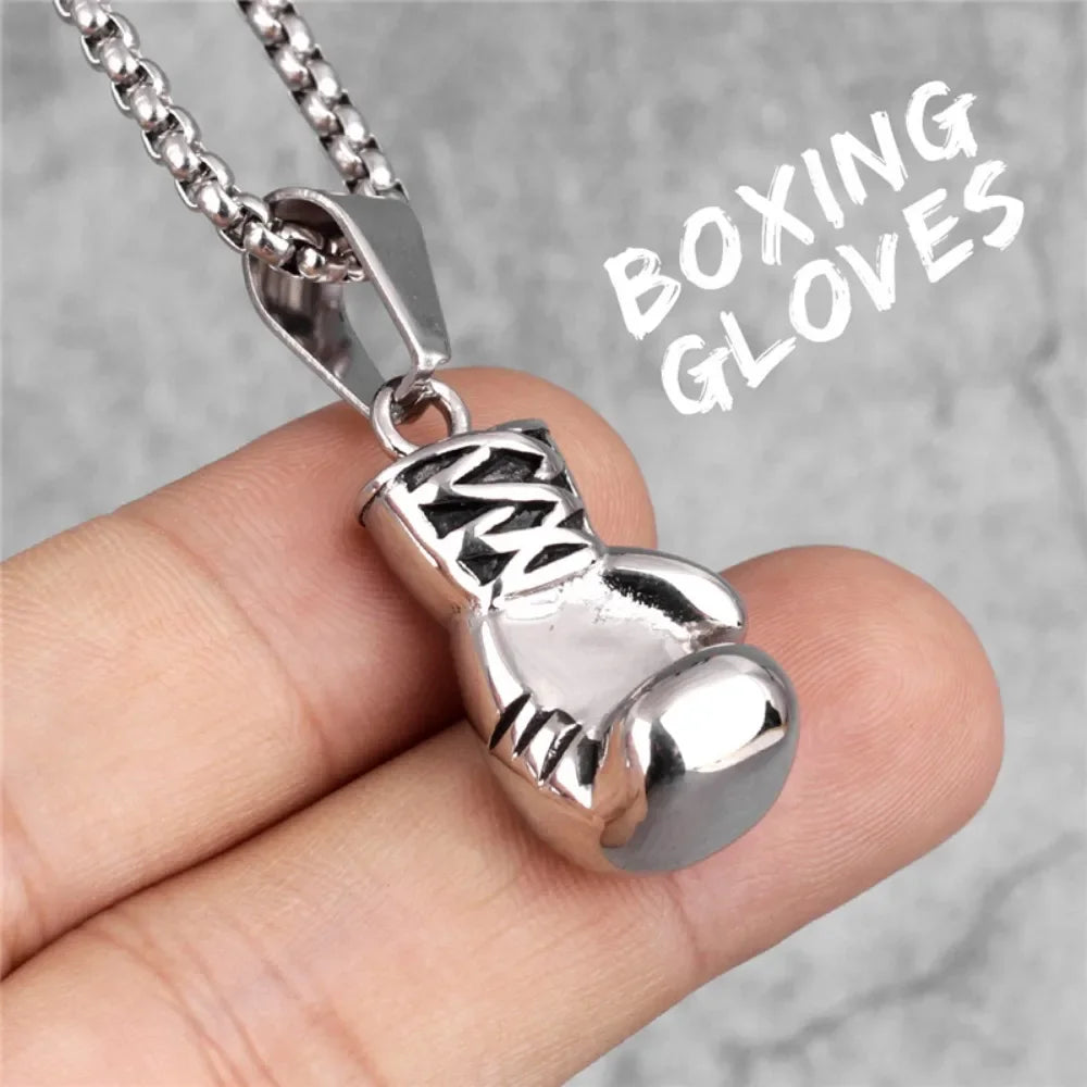 Simple Personality Fashion Sports Fitness Boxing Gloves Necklace Men and Women Necklace Pendant Hip-hop Punk Party Jewelry Gifts