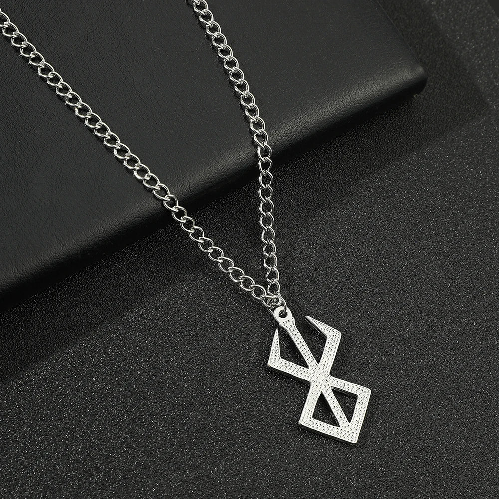 Fashion Berserk Necklace Guts Sword Logo Pendants Necklace Mad Warrior Of Norse Viking Mythology Men Chain Necklaces Gift