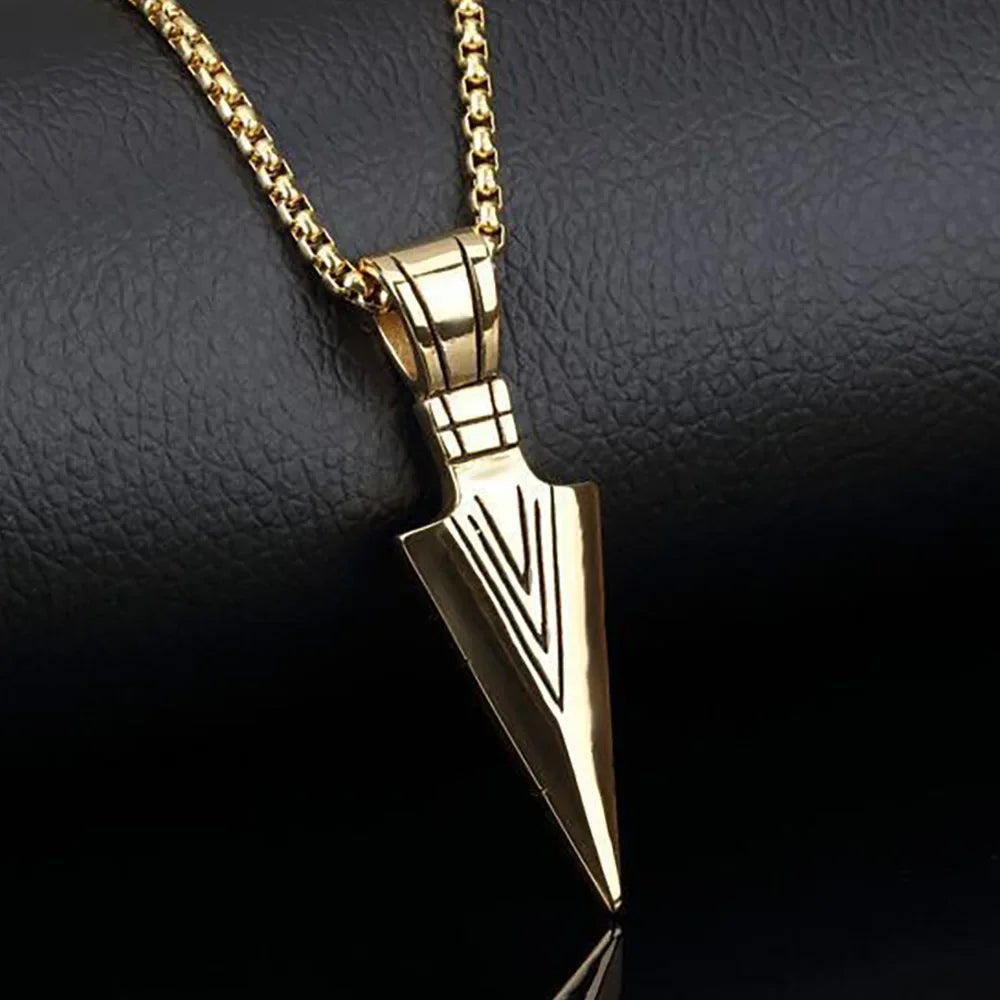 Norse Mythology Pirate Warrior Spear Weapon Pendant Necklace Men's Punk Trend Charm Jewelry