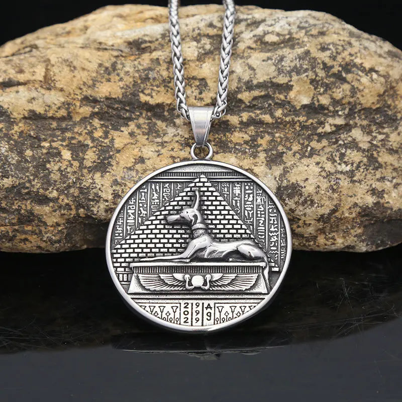 Fashion Style Ancient Egyptian God Of Death Anubis Pendant Stainless Steel Mythology Necklaces Men's Biker Jewelry Dropshipping