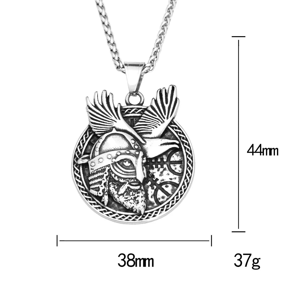 Nordic Odin Raven Necklace For Men Stainless Steels Celtic Knot Runes Pendant Punk Viking Amulet Jewelry Gifts Dropshipping