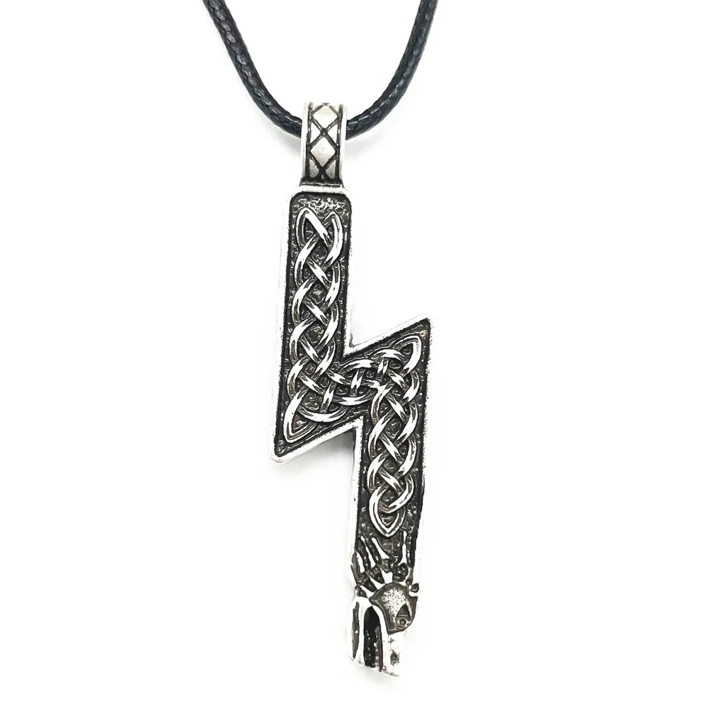 Double Sides Norse Runes Jewelry Sowulo Wolf Pendant Viking Necklace Talisman Jewelry