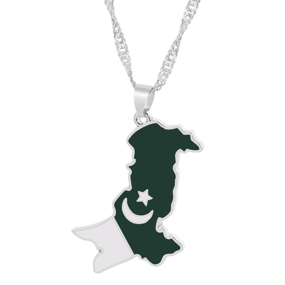 Trendy Creative Pakistan Map Pendant Necklace Fashion Jewelry