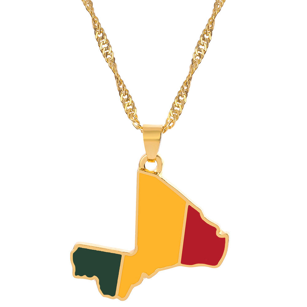 Mexico Lebanon Saint Lucia Map Necklace