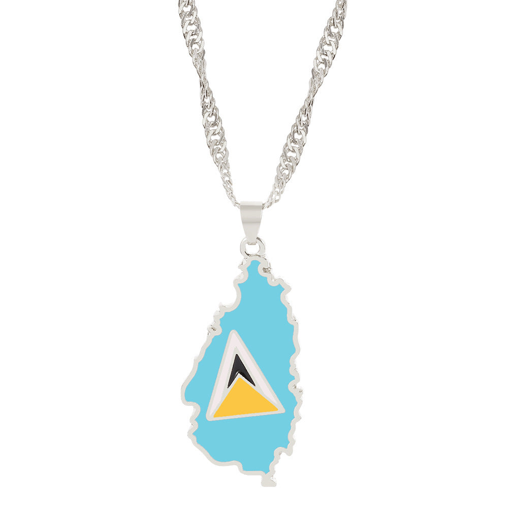 Mexico Lebanon Saint Lucia Map Necklace