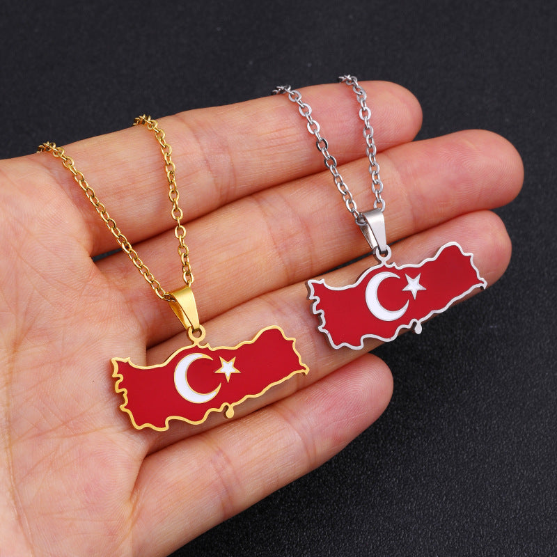 Fashion Simple Turkey Map Pendant Necklace