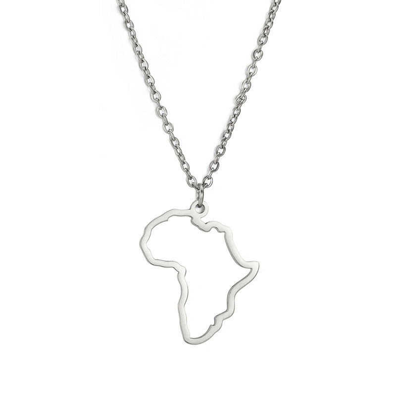 Africa Map Egypt South Africa Kenya Nigeria Stainless Steel Necklace