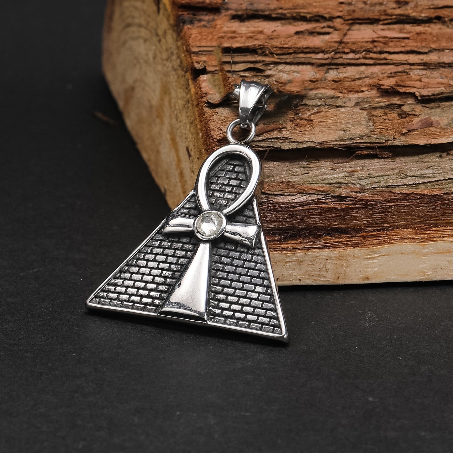 Hip Hop Ancient Egypt Horus Eye Pyramid Male Pendant Personality Cross Titanium Steel Necklace