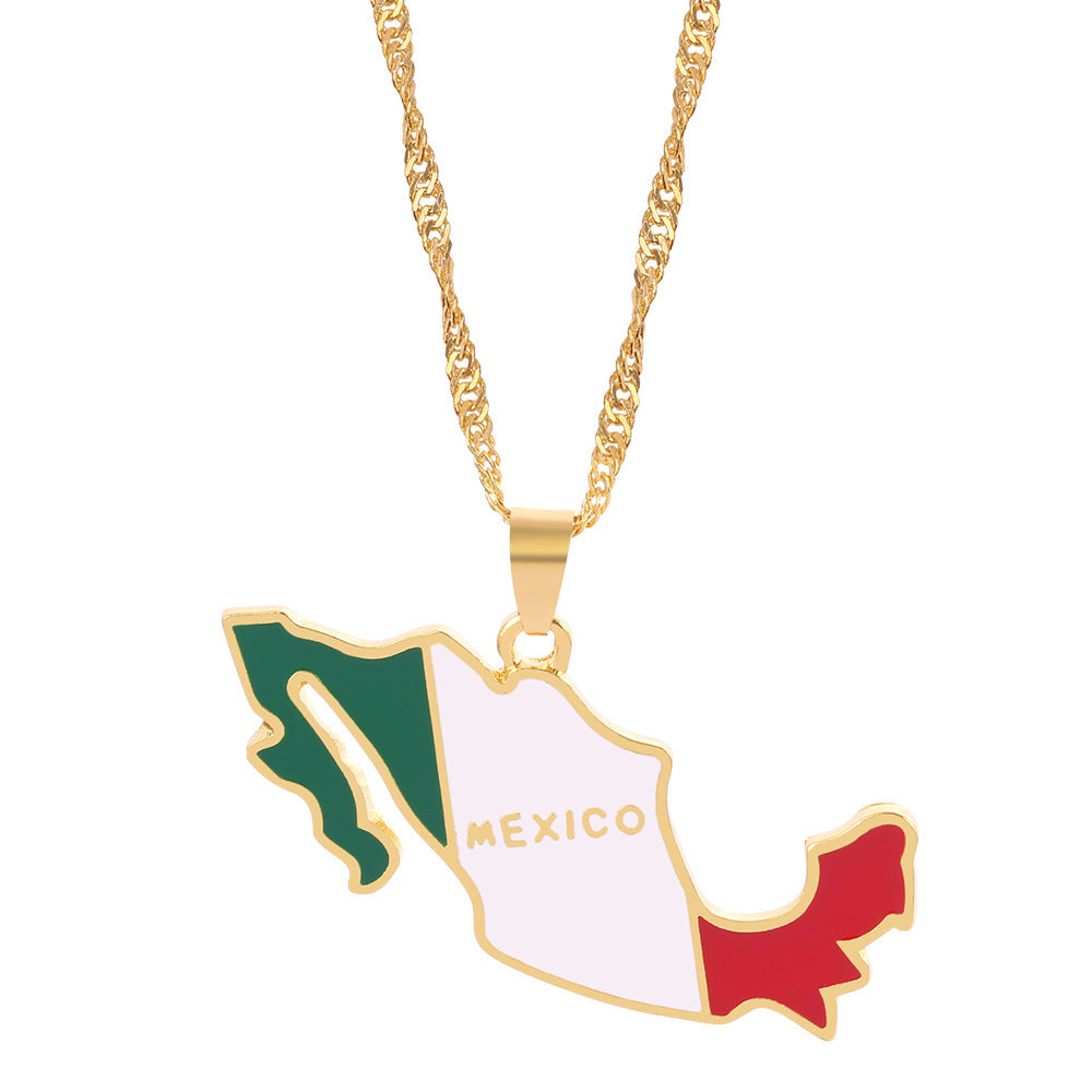 Mexico Lebanon Saint Lucia Map Necklace