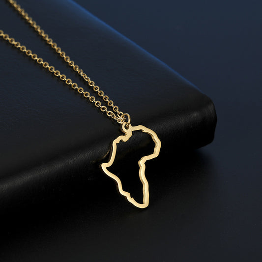 Africa Map Egypt South Africa Kenya Nigeria Stainless Steel Necklace