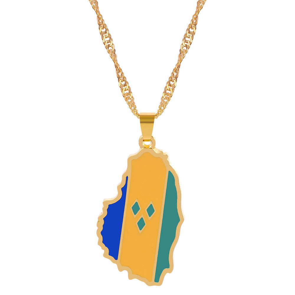 Mexico Lebanon Saint Lucia Map Necklace